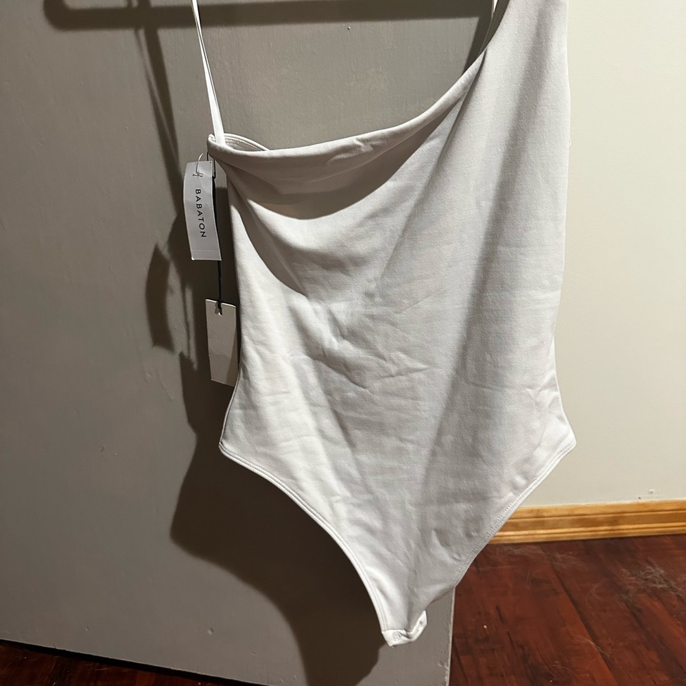 Aritzia Babaton Contour One Shoulder White Bodysuit